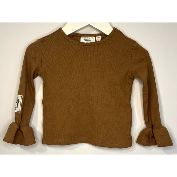 Disney Junior Minnie Mouse Toddler Girls Long Sleeve Ribbed Shirt Brown 18M - Picture 4 of 6